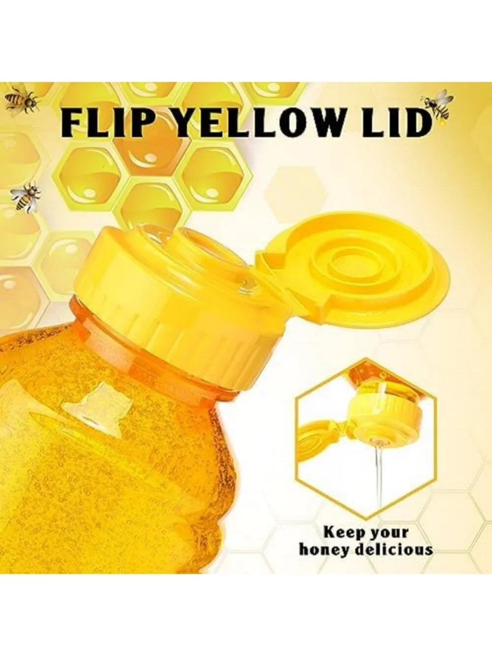 72 Pack 16 oz Plastic Honey Bottles - Squeeze Containers with Flip Top Lid